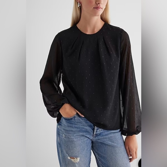 Metallic Dot Gathered Crew Neck Top extra small - Picture 15 of 17